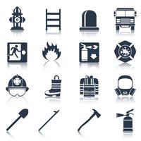 Firefighter Icons Black vector