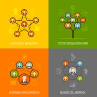Connected people flat icons set vector