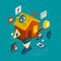 Home security isometric icons vector