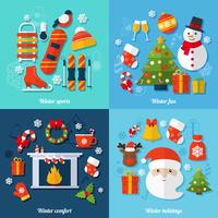 Winter flat set vector