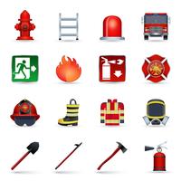 Firefighter icons set vector