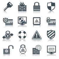 Conjunto de iconos de seguridad negro vector