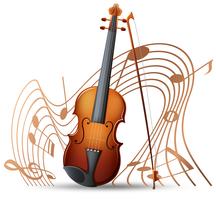 Violin with music notes in background vector