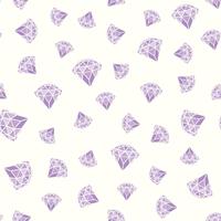 Modelo inconsútil de diamantes rosados púrpuras geométricos en el fondo blanco. Diseño de cristales de moda hipster. vector