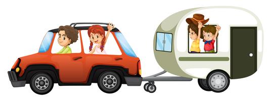 A family road trip on white background vector