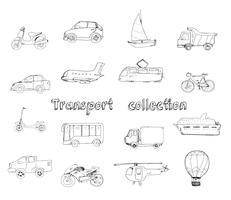 Doodle conjunto de transporte vector