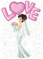 Beautiful bride in white dress vector