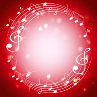 Border template with musicnotes on red background vector