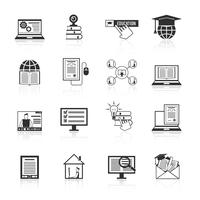 Iconos de educación en línea negro vector