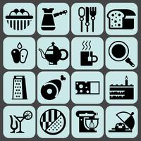 Cooking food icons black vector