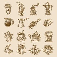 Conjunto de iconos de esbozo de café vector