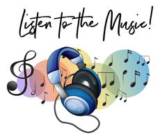 Listen to the music phrase and headphone in background vector