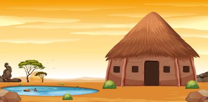 An african hut in desert vector