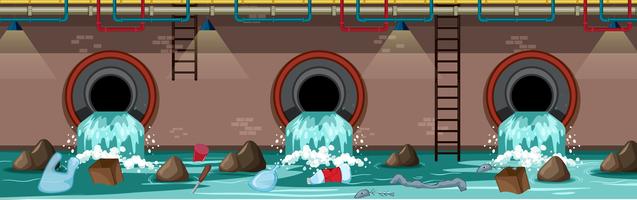 Waste Pipe Underground of Big City vector