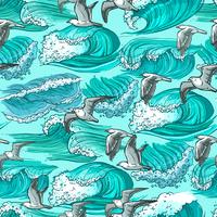 Sea waves seamless pattern vector