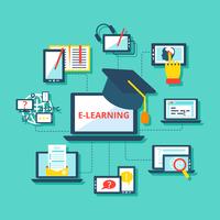 E-learning icons flat vector