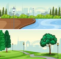 Set of empty park background vector