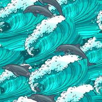 Sea waves seamless pattern vector