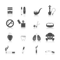 Conjunto de iconos de fumar negro vector