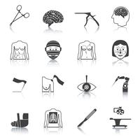 Surgery icons black vector