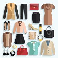 Businesswoman Clothes Icons vector