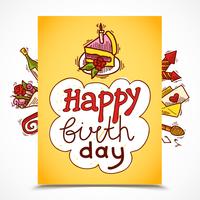 Birthday card sketch vector