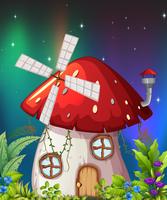 A mushroom house in nature vector