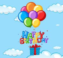 Happy Birthday card with balloons and present vector