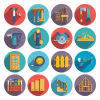 Carpentry icons flat vector