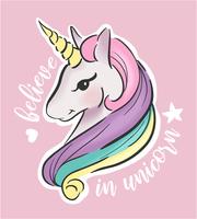 cute cartoon unicorn illustration vector