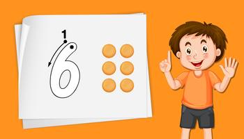 Boy showing number six  vector
