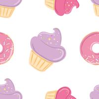 Seamless pattern with pink sweets vector