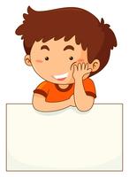 Little boy and blank paper vector