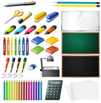 Different types of office supplies
