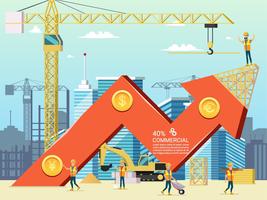 Flecha Gráfico de Comercio de Costo de Vivienda vector