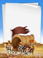 Paper template with cowboys in the field vector