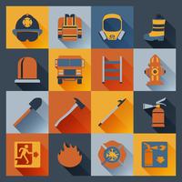 Firefighter icons flat vector