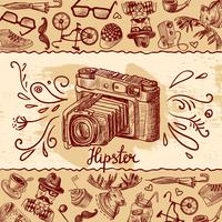 Hipster camera background vector
