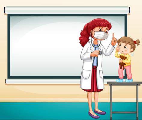 Frame template with doctor and little girl