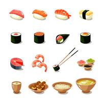 Conjunto de iconos de comida de Asia vector