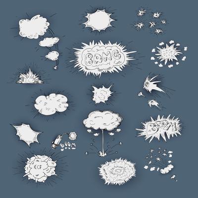 Explosions icons dodle set
