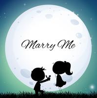 Love couple proposing marriage on full moon night