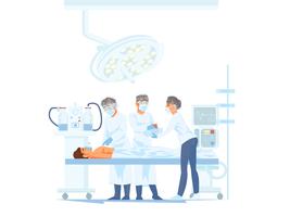 Medical Team Performing Surgical Operation in Modern Operating Room vector