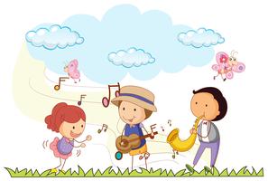 People playing music in the park vector