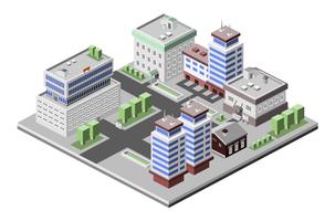 Edificios de oficinas isométricos vector