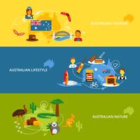 Conjunto de banner plano de Australia vector