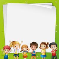 Plantilla de papel con muchos niños vector