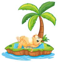 Cat relax on the island vector