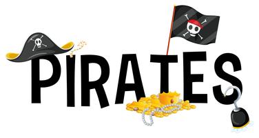 Font design with word pirates vector