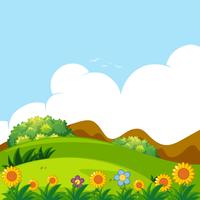 Background scene with green lawn vector